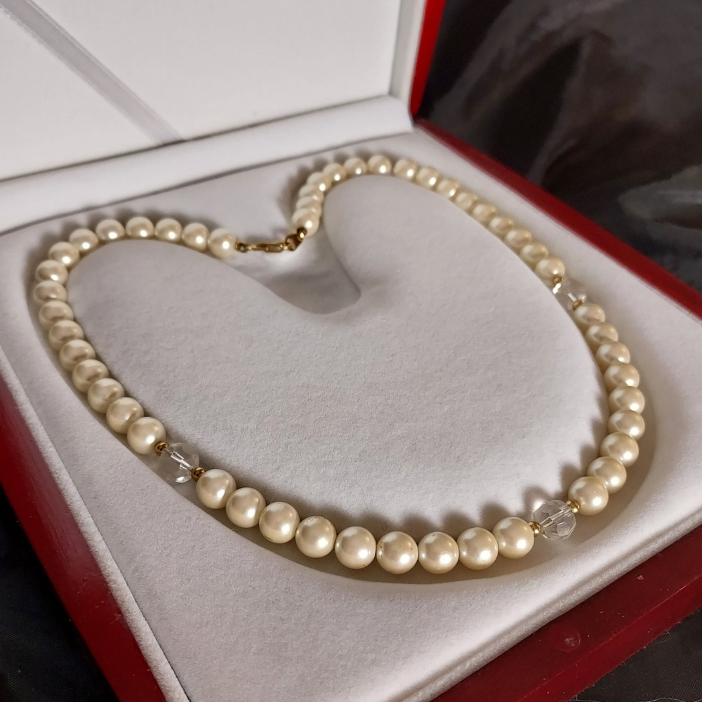 Handmade pearl & beaded 18-inch fashion necklace loose choker